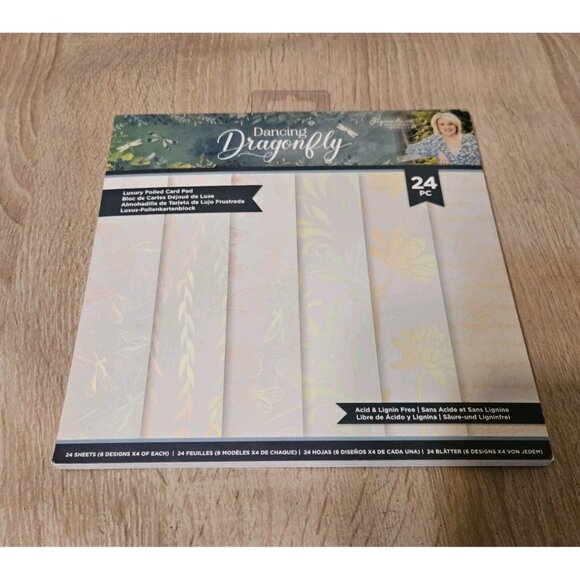 Crafters Companion Dancing Dragonfly Luxury Foiled Card Pad 8x8 24 Sheets New - Picture 1 of 2